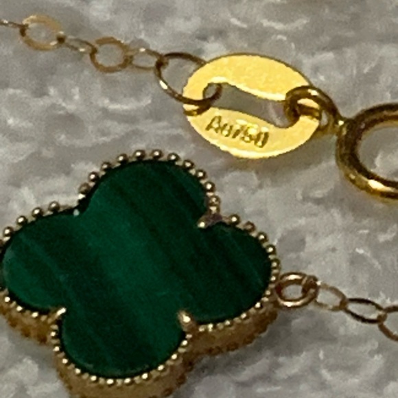 18k Solid Gold Clover 3-1 Set - Green - Picture 10 of 10